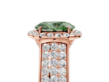 Rose gold Fancy Green Oval  Halo Round Diamond Pave Band with Prong Setting 5