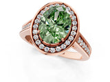 Rose gold Fancy Green Oval  Halo Solitaire Diamond Ring with Pave Band and Bezel Setting_50