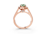 Rose gold Fancy Green Oval  Halo Solitaire Diamond Ring with Pave Band and Bezel Setting_52