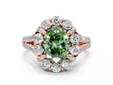 Rose gold Fancy Green Oval  Halo Split Shank Diamond Engagement Ring with Pave Band and Four-Prong Setting_54