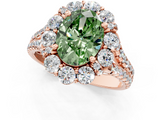 Rose gold Fancy Green Oval  Halo Split Shank Diamond Engagement Ring with Pave Band and Four-Prong Setting_55