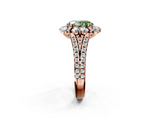 Rose gold Fancy Green Oval  Halo Split Shank Diamond Engagement Ring with Pave Band and Four-Prong Setting_56