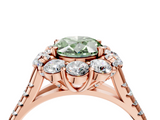 Rose gold Fancy Green Oval  Halo Split Shank Diamond Engagement Ring with Pave Band and Four-Prong Setting_58