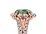 Rose gold Fancy Green Oval  Halo Split Shank Diamond Engagement Ring with Pave Band and Four-Prong Setting_59