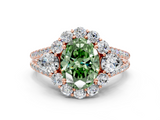 Rose gold Fancy Green Oval  Halo Split Shank Diamond Engagement Ring with Prong Setting_20