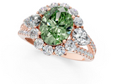 Rose gold Fancy Green Oval  Halo Split Shank Diamond Engagement Ring with Prong Setting_21