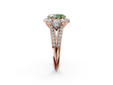 Rose gold Fancy Green Oval  Halo Split Shank Diamond Engagement Ring with Prong Setting_22