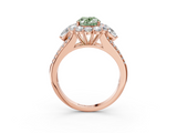 Rose gold Fancy Green Oval  Halo Split Shank Diamond Engagement Ring with Prong Setting_23