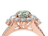 Rose gold Fancy Green Oval  Halo Split Shank Diamond Engagement Ring with Prong Setting_24