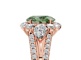 Rose gold Fancy Green Oval  Halo Split Shank Diamond Engagement Ring with Prong Setting_25