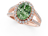 Rose gold Fancy Green Oval  Halo Split Shank Diamond Ring with Four-Prong Setting_32