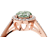 Rose gold Fancy Green Oval  Halo Split Shank Diamond Ring with Four-Prong Setting_35
