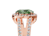 Rose gold Fancy Green Oval  Halo Split Shank Diamond Ring with Four-Prong Setting_36