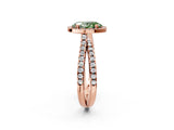 Rose gold Fancy Green Oval  Halo Split Shank Diamond Ring with Pavé Setting_28