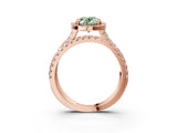 Rose gold Fancy Green Oval  Halo Split Shank Diamond Ring with Pavé Setting_29