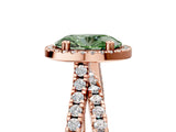 Rose gold Fancy Green Oval  Halo Split Shank Diamond Ring with Pavé Setting_31