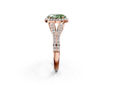 Rose gold Fancy Green Oval  Halo Split Shank Diamond Ring with Prong Setting_21
