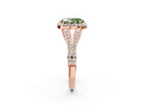 Rose gold Fancy Green Oval  Halo Split Shank Pave Diamond Ring with Four-Prong Setting_49