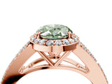 Rose gold Fancy Green Oval  Halo Split Shank Pave Diamond Ring with Four-Prong Setting_51