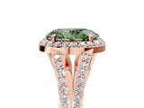 Rose gold Fancy Green Oval  Halo Split Shank Pave Diamond Ring with Four-Prong Setting_52