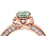 Rose gold Fancy Green Oval  Halo Split Shank Pave Diamond Ring with Petal Prong Setting_24