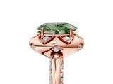Rose gold Fancy Green Oval  Halo Split Shank Pave Diamond Ring with Petal Prong Setting_25