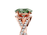 Rose gold Fancy Green Oval  Halo Twist Band Solitaire Prong Setting Ring_86