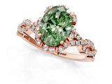 Rose gold Fancy Green Oval  Halo Twist Band Solitaire Ring with Six-Prong Setting_33