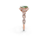 Rose gold Fancy Green Oval  Halo Twist Band Solitaire Ring with Six-Prong Setting_34