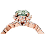 Rose gold Fancy Green Oval  Halo Twist Band Solitaire Ring with Six-Prong Setting_36