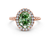 Rose gold Fancy Green Oval  Halo Twisted Band Four-Prong Diamond Ring_20