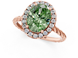 Rose gold Fancy Green Oval  Halo Twisted Band Four-Prong Diamond Ring_21