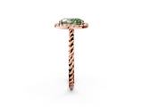 Rose gold Fancy Green Oval  Halo Twisted Band Four-Prong Diamond Ring_22