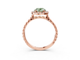 Rose gold Fancy Green Oval  Halo Twisted Band Four-Prong Diamond Ring_23