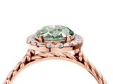 Rose gold Fancy Green Oval  Halo Twisted Band Four-Prong Diamond Ring_24