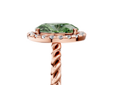Rose gold Fancy Green Oval  Halo Twisted Band Four-Prong Diamond Ring_25
