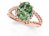 Rose gold Fancy Green Oval  Halo Twisted Band Four-Prong Ring_57