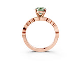 Rose gold Fancy Green Oval  Milgrain Bezel Diamond Engagement Ring with Solitaire Prong Setting_169