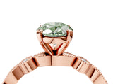 Rose gold Fancy Green Oval  Milgrain Bezel Diamond Engagement Ring with Solitaire Prong Setting_170