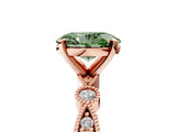 Rose gold Fancy Green Oval  Milgrain Bezel Diamond Engagement Ring with Solitaire Prong Setting_171