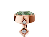 Rose gold Fancy Green Oval  Milgrain Marquise Diamond Twist Band Ring_67