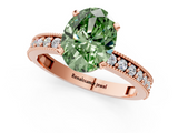 Rose gold Fancy Green Oval  Milgrain Pave Diamond Engagement Ring with Four-Prong Setting_168