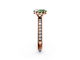 Rose gold Fancy Green Oval  Milgrain Pave Diamond Engagement Ring with Four-Prong Setting_169