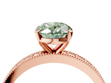 Rose gold Fancy Green Oval  Milgrain Pave Diamond Engagement Ring with Four-Prong Setting_171
