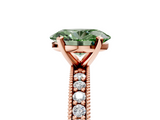 Rose gold Fancy Green Oval  Milgrain Pave Diamond Engagement Ring with Four-Prong Setting_172