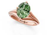 Rose gold Fancy Green Oval  Solitaire Beaded Band Six-Prong Setting_1
