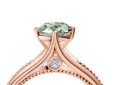 Rose gold Fancy Green Oval  Solitaire Beaded Band Six-Prong Setting_4
