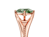 Rose gold Fancy Green Oval  Solitaire Beaded Band Six-Prong Setting_5