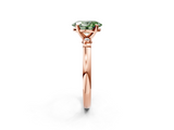 Rose gold Fancy Green Oval  Solitaire Beaded Band with Four-Prong Setting_59