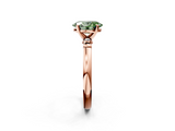 Rose gold Fancy Green Oval  Solitaire Beaded Band with Four-Prong Setting_60